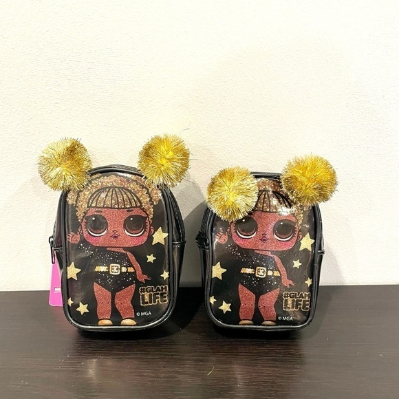 2PK L.O.L. Surprise Mini Backpack Keychain Pom Pom Glam Life - Picture 1 of 3